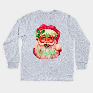 MERRY X MAS with santa claus Kids Long Sleeve T-Shirt